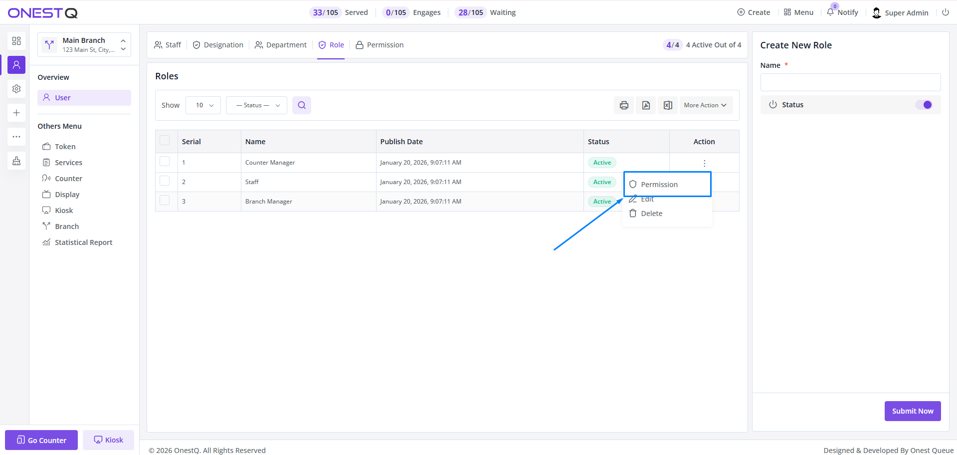 Role permission management